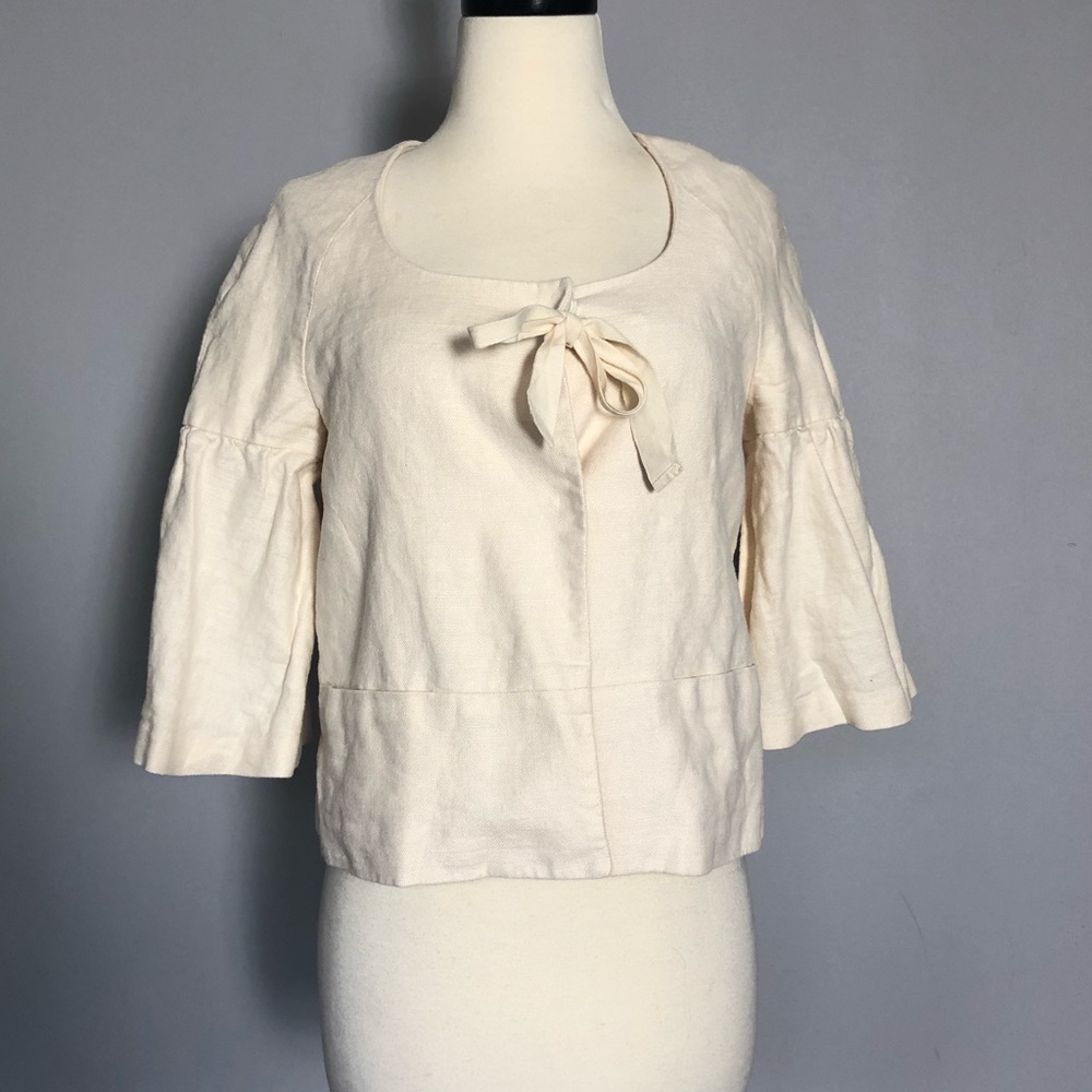 Banana Republic Linen Peplum Sleeve Crop Jacket